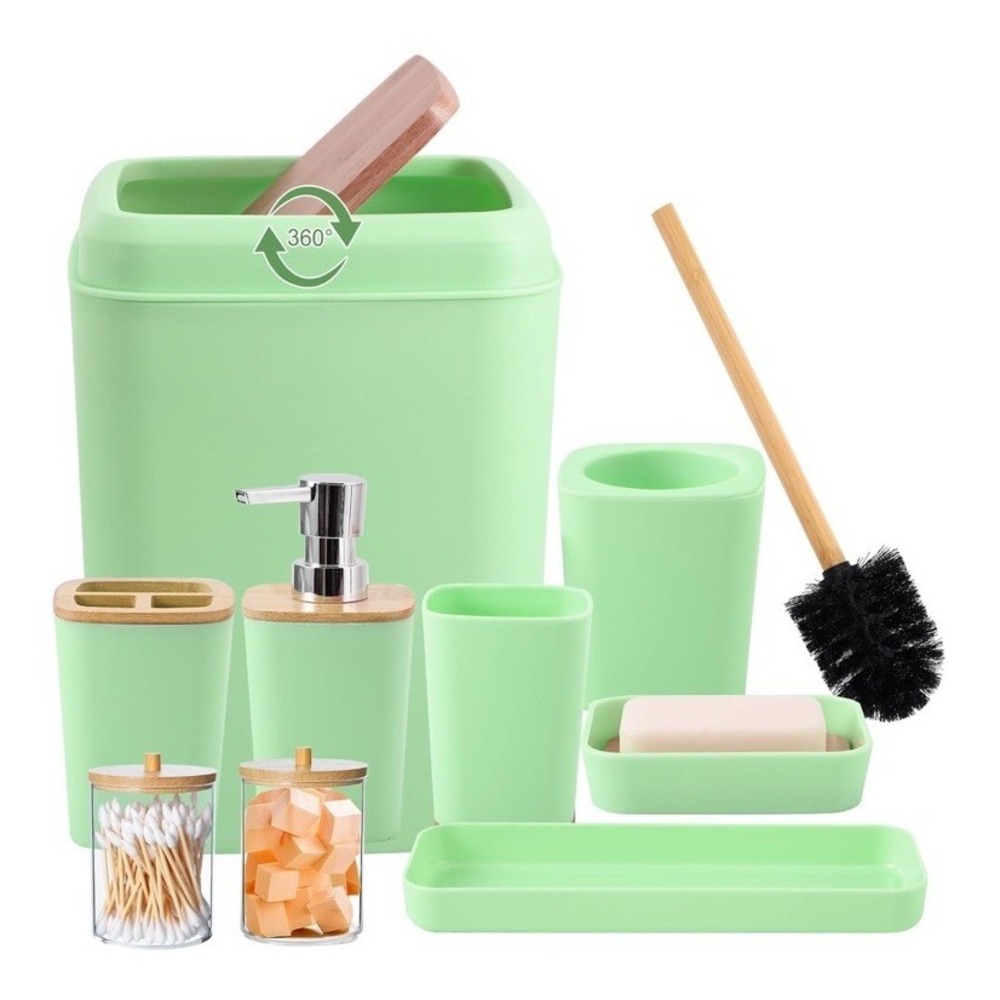 Bathroom Accessories Set  9 Piece Bathroom Accessory Set with Trash New